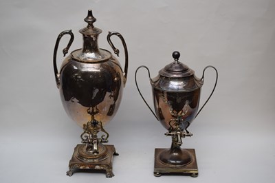 Lot 216 - Two 19th century silver plated samovars or tea...