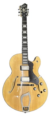 Lot 146 - A Hagstrom HJ600 semi-acoustic guitar in lined...