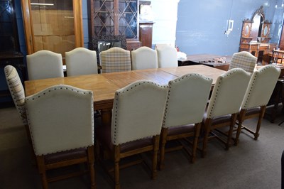 Lot 218 - Large 20th century oak extending dining table...
