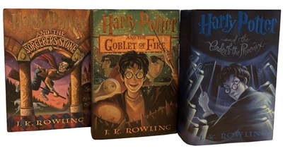 Lot 36 - J K ROWLING: 3 AMERICAN FIRST EDITIONS: HARRY...