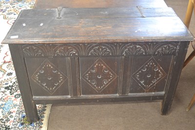 Lot 417 - An 18th Century oak coffer of typical form...