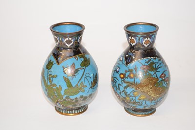 Lot 206 - A pair of Cloisonne vases of baluster form,...