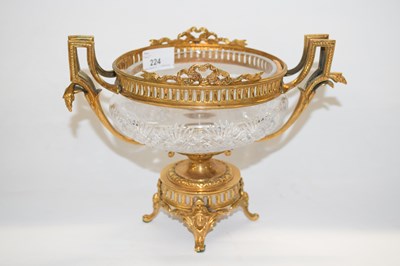Lot 224 - A cut glass centrepiece raised on gilt metal...