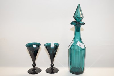 Lot 233 - Two shaped Bristol green glasses with trumpet...
