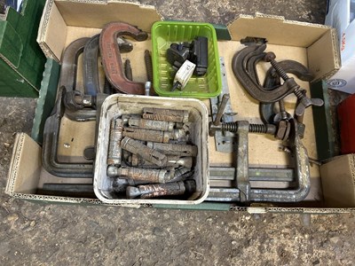 Lot 48 - Mixed Lot: Three 6" G clamps together with two...