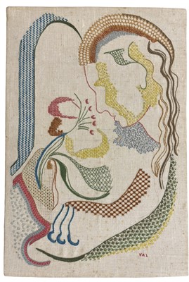 Lot 1331 - ASIA[?] Needlework Sampler, showing a lady...