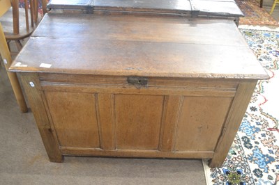 Lot 505 - An 18th Century oak coffer with plank top...