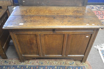 Lot 507 - 18th Century oak coffer with plank top,...