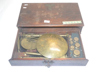 Lot 509 - A set of Victorian travelling beam scales in a...