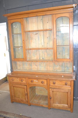 Lot 394 - A Victorian light oak and pine dresser with...