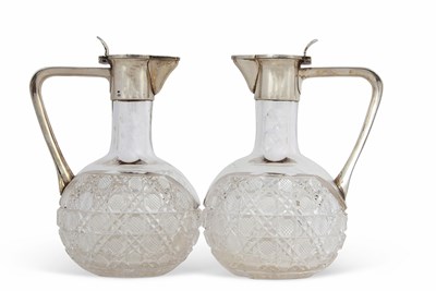 Lot 184 - Pair of Russian decanters having cut glass...