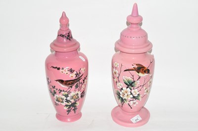 Lot 274 - Two pink glasses, late 19th Century and covers,...