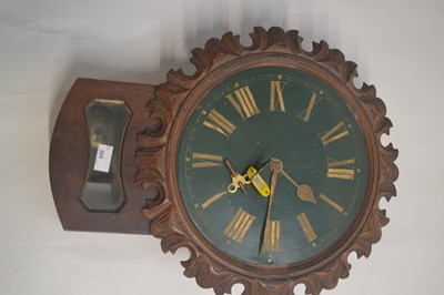 Lot 389 - A 19th Century drop dial wall clock with green...