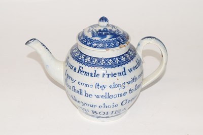 Lot 315 - Late 18th Century pearl ware teapot and cover,...