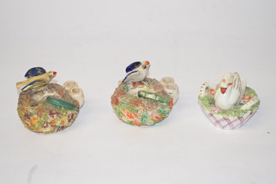 Lot 321 - Two Staffordshire pottery birds nest pen...