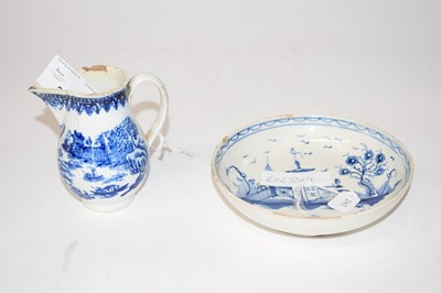 Lot 333 - A pearl ware sparrowbeak jug with blue design...