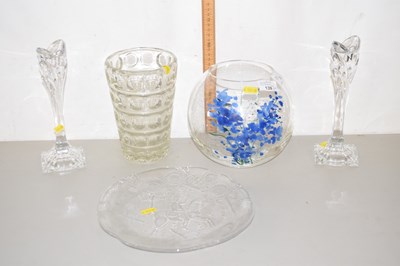 Lot 3 - Mixed Lot: Glass candlesticks, vases etc