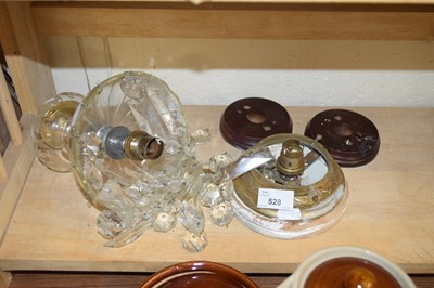 Lot 528 - CEILING LIGHT FITTING WITH GLASS PRISMATIC...
