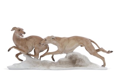 Lot 23 - Rosenthal Model of Running Greyhounds mid 20th...