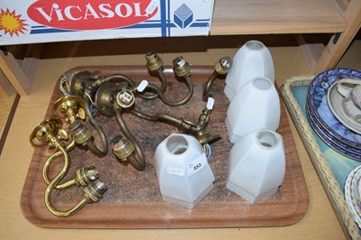 Lot 553 - COLLECTION OF BRASS WALL LIGHT FITTINGS WITH...