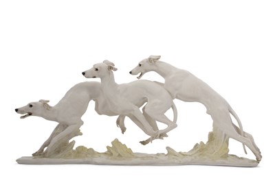 Lot 22 - HUTSCHENREUTHER : A STUDY OF THREE WHIPPETS BY...