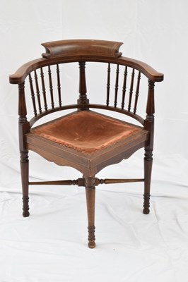Lot 229 - Edwardian mahogany bow back corner chair with...