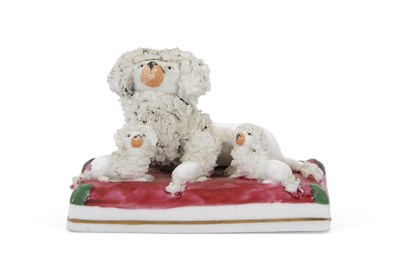 Lot 16 - 19th Century Staffordshire Poodle and Pups...