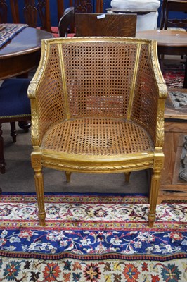 Lot 230 - Giltwood framed Bergere chair, 79cm high