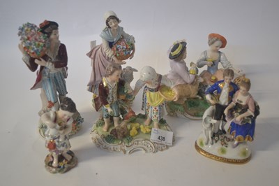 Lot 438 - Group of continental porcelain figures...