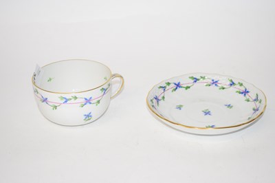 Lot 343 - A Herend breakfast cup and saucer with blue...