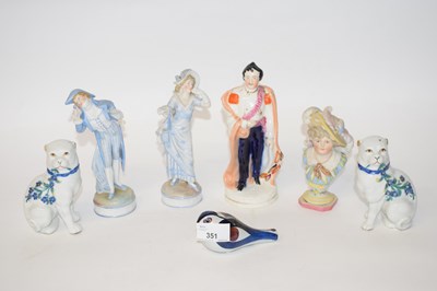 Lot 351 - Staffordshire figure two continental porcelain...