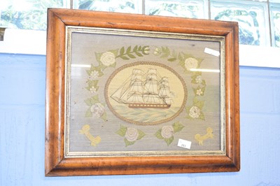 Lot 283 - Framed 19th Century "Forget Me Not" embroidery...