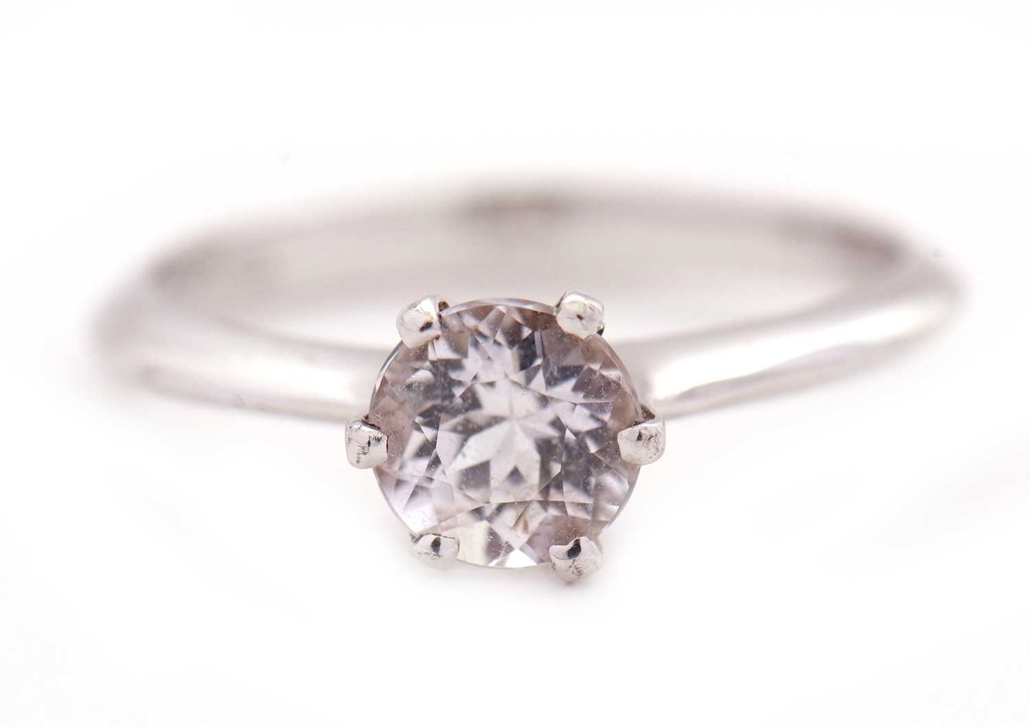 Lot 6 - A 9ct kunzite ring, the round single stone...