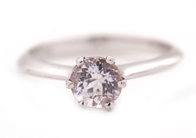 Lot 80 - A 9ct kunzite ring, the round single stone...