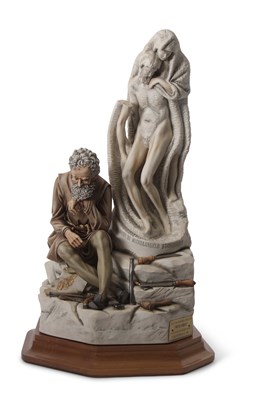 Lot 12 - A LARGE CAPODIMONTE STATUE OF MICHELANGELO BY...