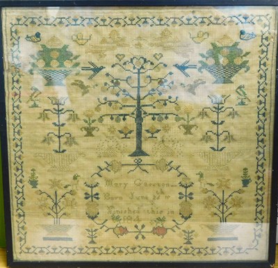 Lot 191 - An early Victorian sampler, with trees,...