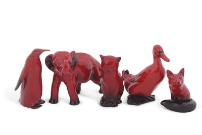Lot 35 - A group of Royal Doulton flambe animals...