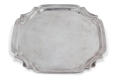 Lot 150 - An Asprey's silver salver of shaped square...
