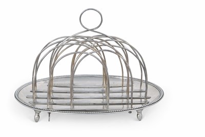 Lot 161 - George III silver footed toast rack of oval...