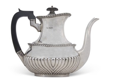 Lot 163 - A George V silver coffee  pot of oblong...