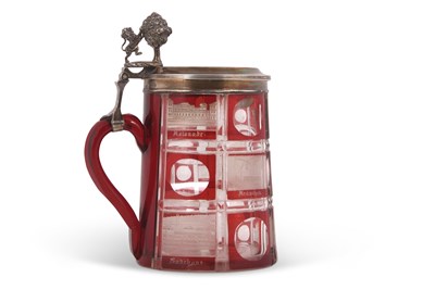 Lot 168 - A Bohemian Spa glass silver mounted tankard...