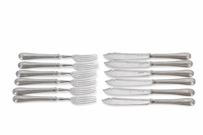 Lot 177 - Six pairs of Victorian silver bladed fish...