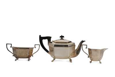Lot 178 - A George VI silver three piece tea service of...