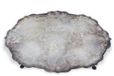 Lot 195 - An Elizabeth II silver serving tray of shaped...