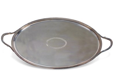 Lot 206 - An Elizabeth II silver oval tray with a slight...