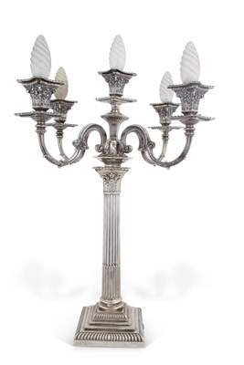 Lot 210 - An Edwardian four branch silver electrofied...