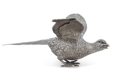 Lot 218 - A solid silver table hen pheasant ornament,...