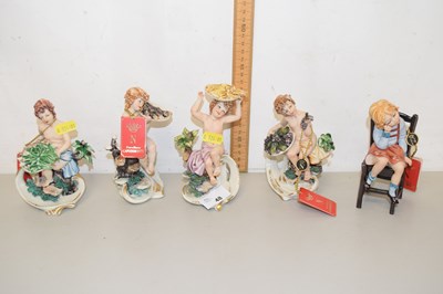 Lot 48 - A group of five Naples Capodimonte porcelain...