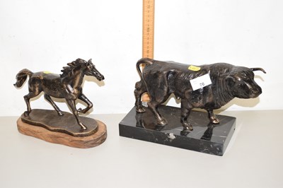 Lot 76 - A modern bronze finish metal model of a bull...