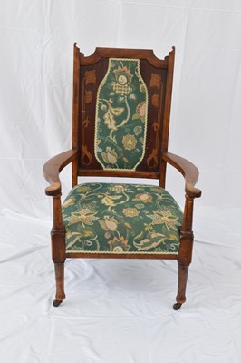 Lot 236 - Late Victorian mahogany framed armchair, the...